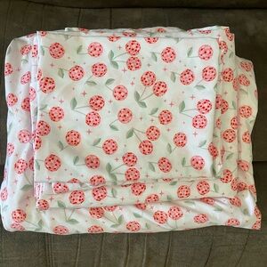 LIKE NEW Full sheet set.  Pink Disco Ball Cherries Preppy Girls Sheets.